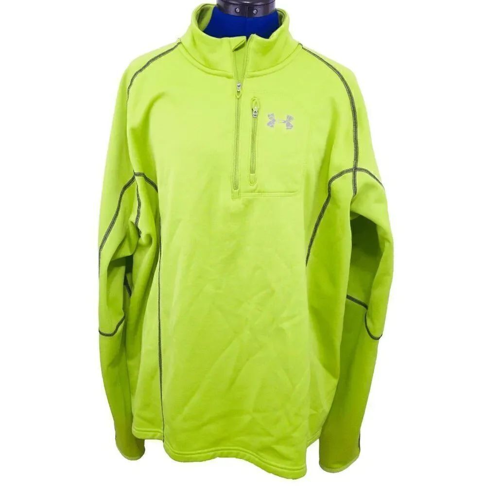 Under Armour Light Weight Quarter Zip Pullover Lime Green 2XL Cold Gear